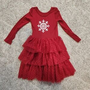 Size 5 Little Sleepies Red Snowflake Tiered Dress